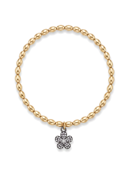 Second Nature Oval Bead Bracelet with Diamond Flower Charm
