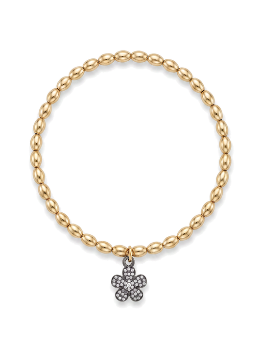 Second Nature Oval Bead Bracelet with Diamond Flower Charm