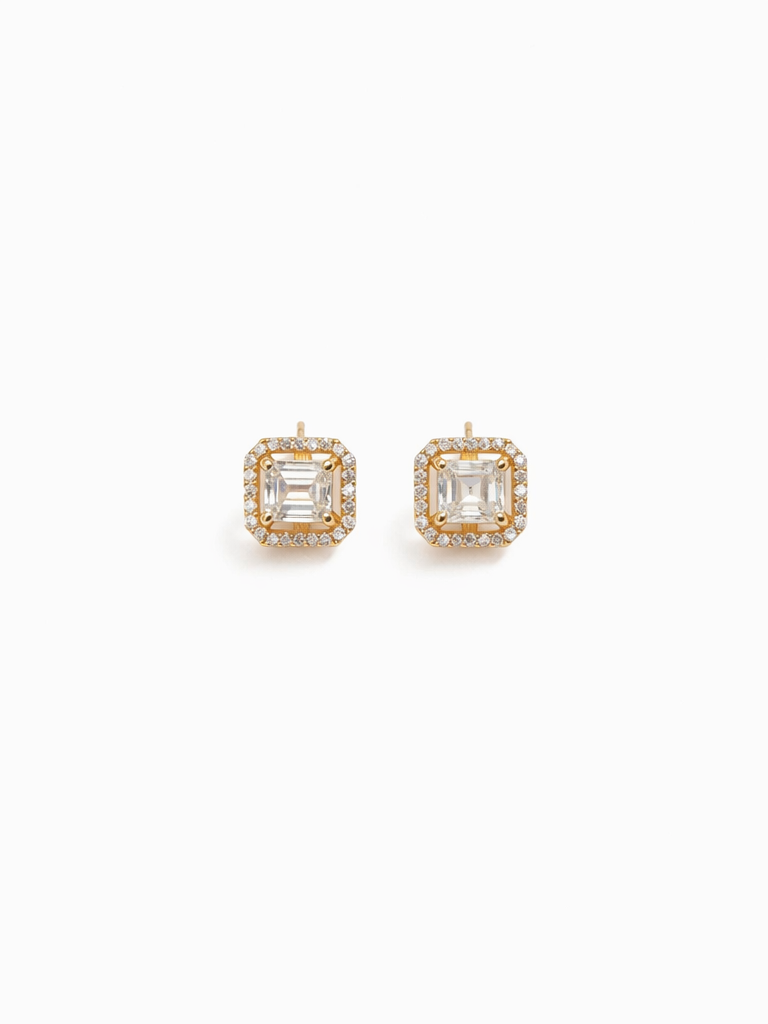 Reserve Step Halo™ Diamond Rectangle Studs