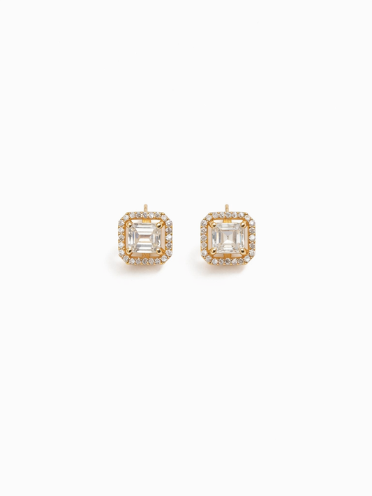 Reserve Step Halo™ Diamond Rectangle Studs
