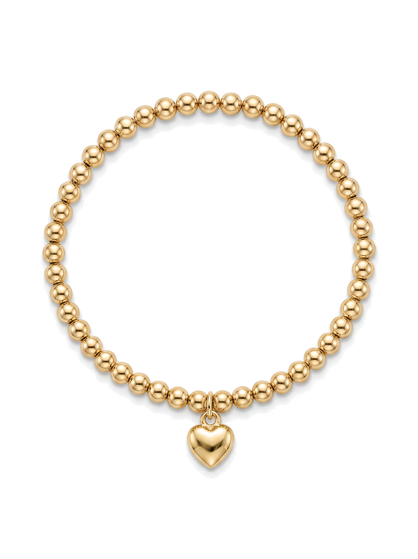 Second Nature Gold Bead Bracelet with Puffy Heart Charm