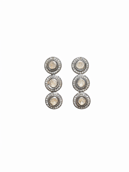 Modern Rose Cut Diamond Drop Earrings