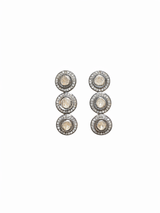 Modern Rose Cut Diamond Drop Earrings