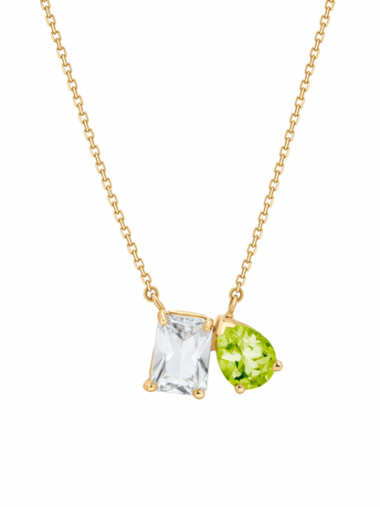 Modern Topaz and Peridot Necklace