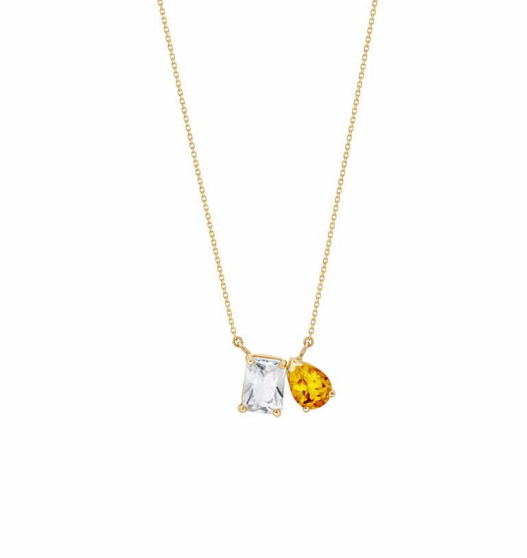 Modern Citrene and White Topaz Necklace