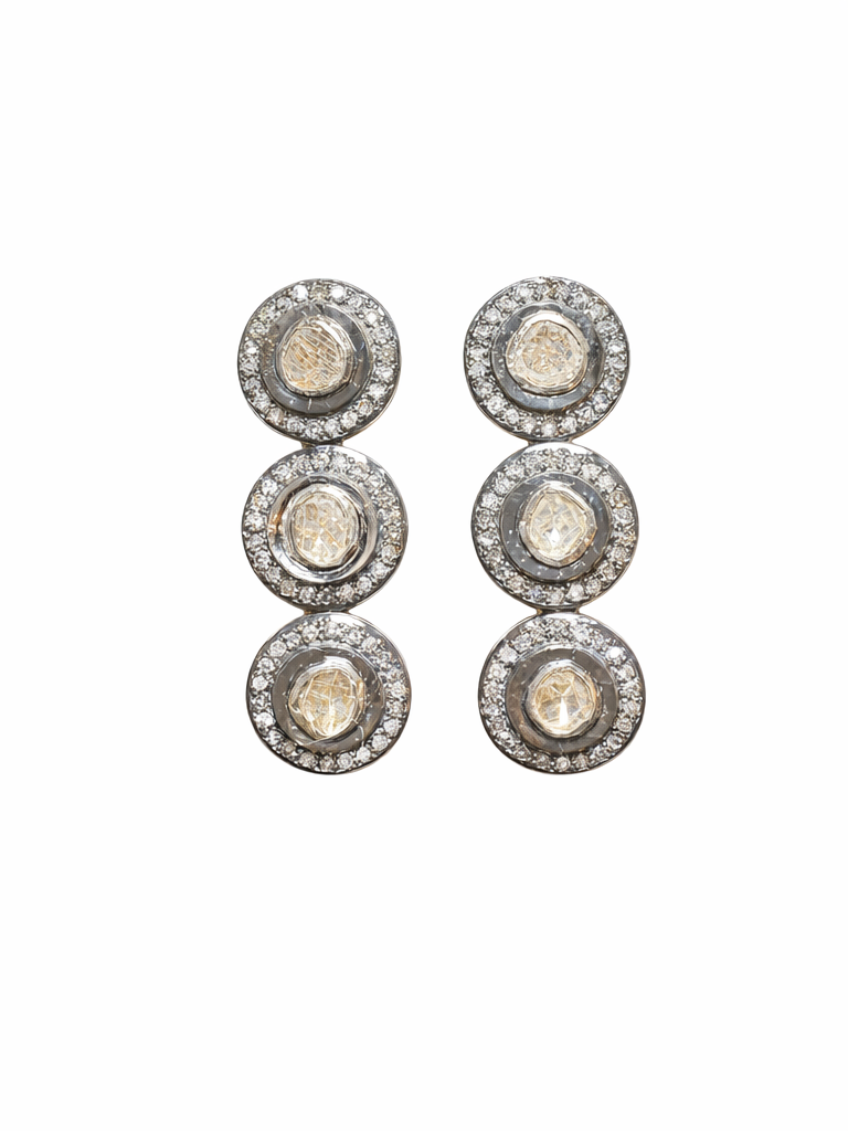 Modern Rose Cut Diamond Drop Earrings
