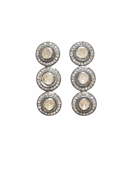 Modern Rose Cut Diamond Drop Earrings