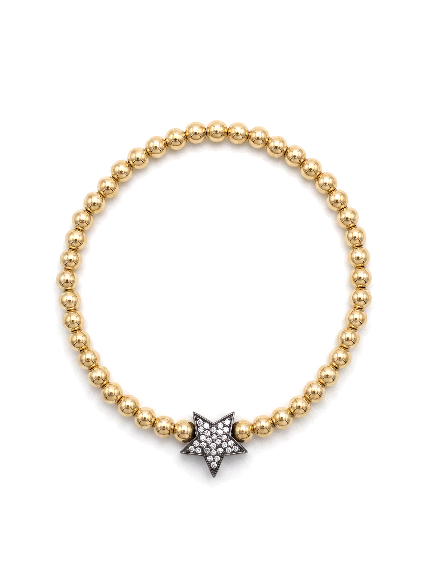 Second Nature Gold Bead Bracelet with White Topaz Star