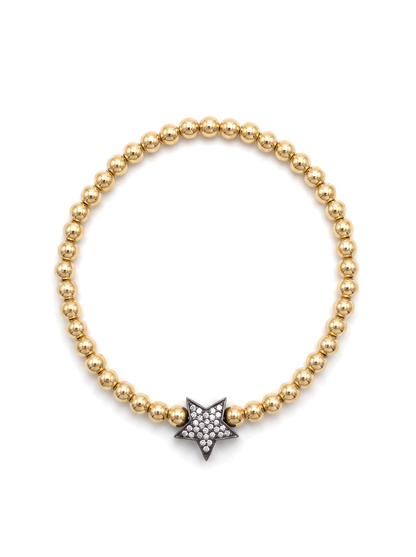 Second Nature Gold Bead Bracelet with White Topaz Star
