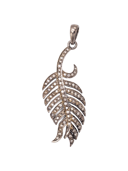 Super Woman Diamond Leaf Pendant - sterling silver leaf pave set with uniquely cut diamonds