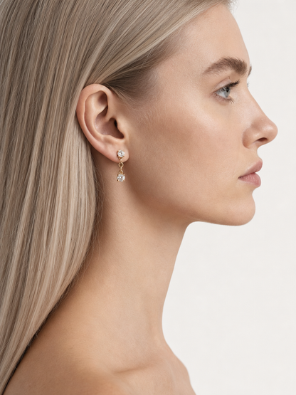 Reserve Two Stone Drop Earrings